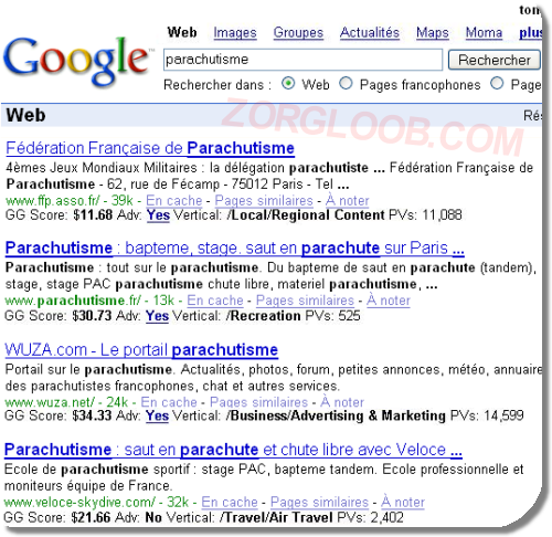 Google results?